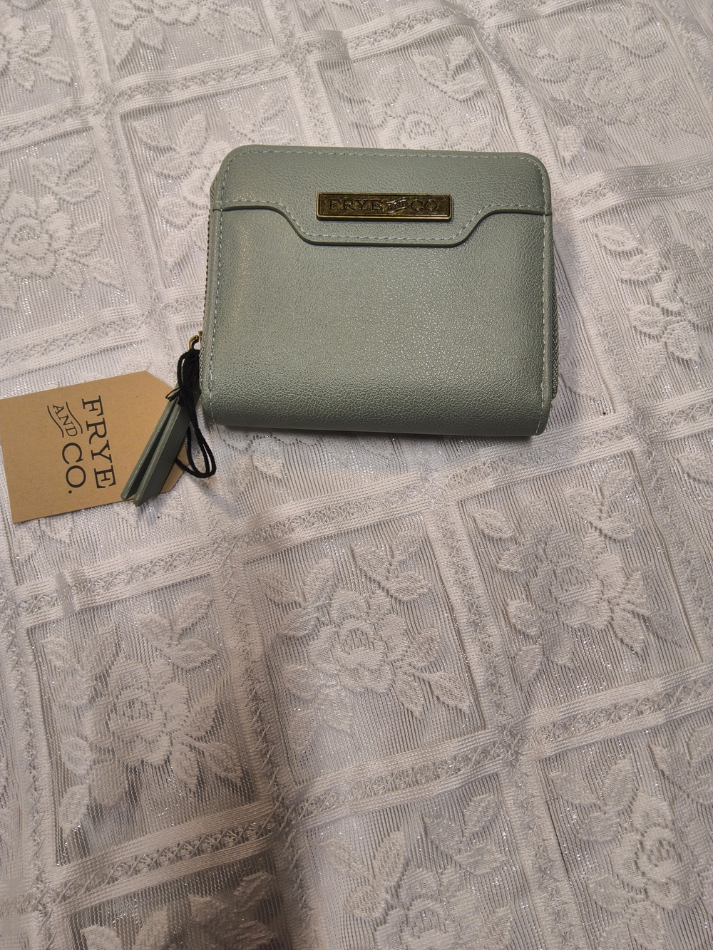 NWT Frye Small Zip Around Wallet in Sage Green